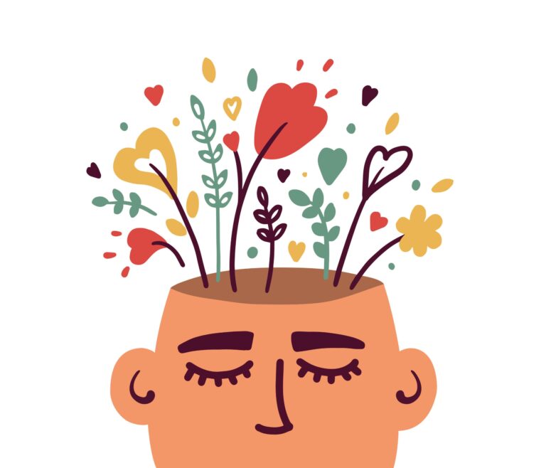 Illustration of brain involved in motivation and stress-free habit change backed by neuroscience