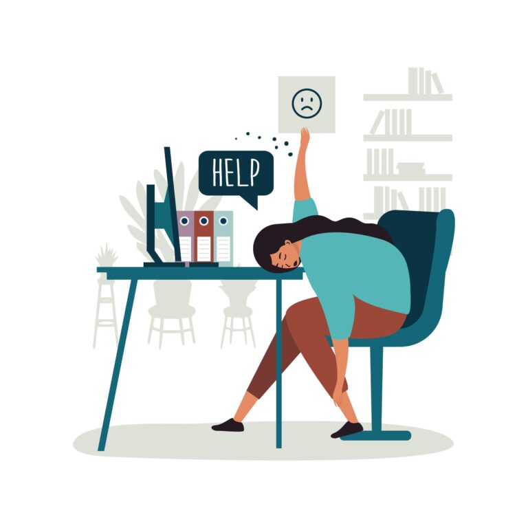 This image describes a person who is experiencing burnout and lacking motivation. The solution for this stress is neuroscience.
